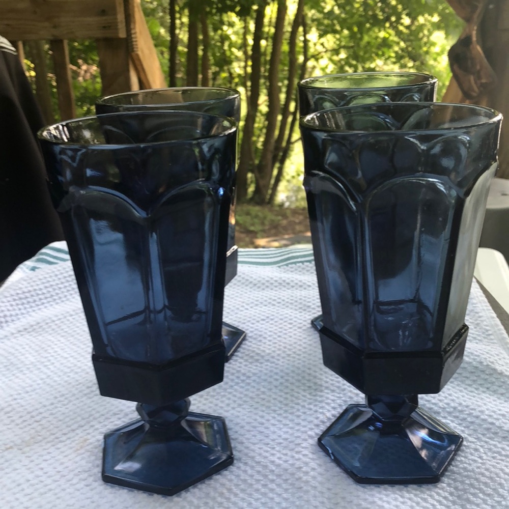 Vintage Noritake Sapphire Blue Goblets set of 4 Lot 1